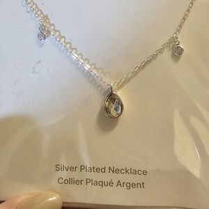 ettika Silver-Plated Necklace with Teardrop Crystal